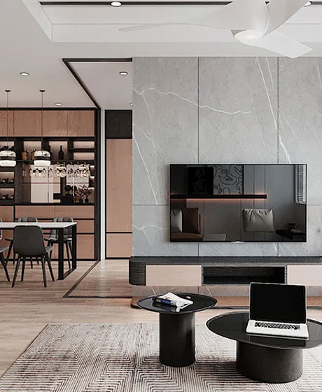 Mẫu thiết kế nội thất chung cư 80m2 – 2 ngủ phong cách hiện đại
